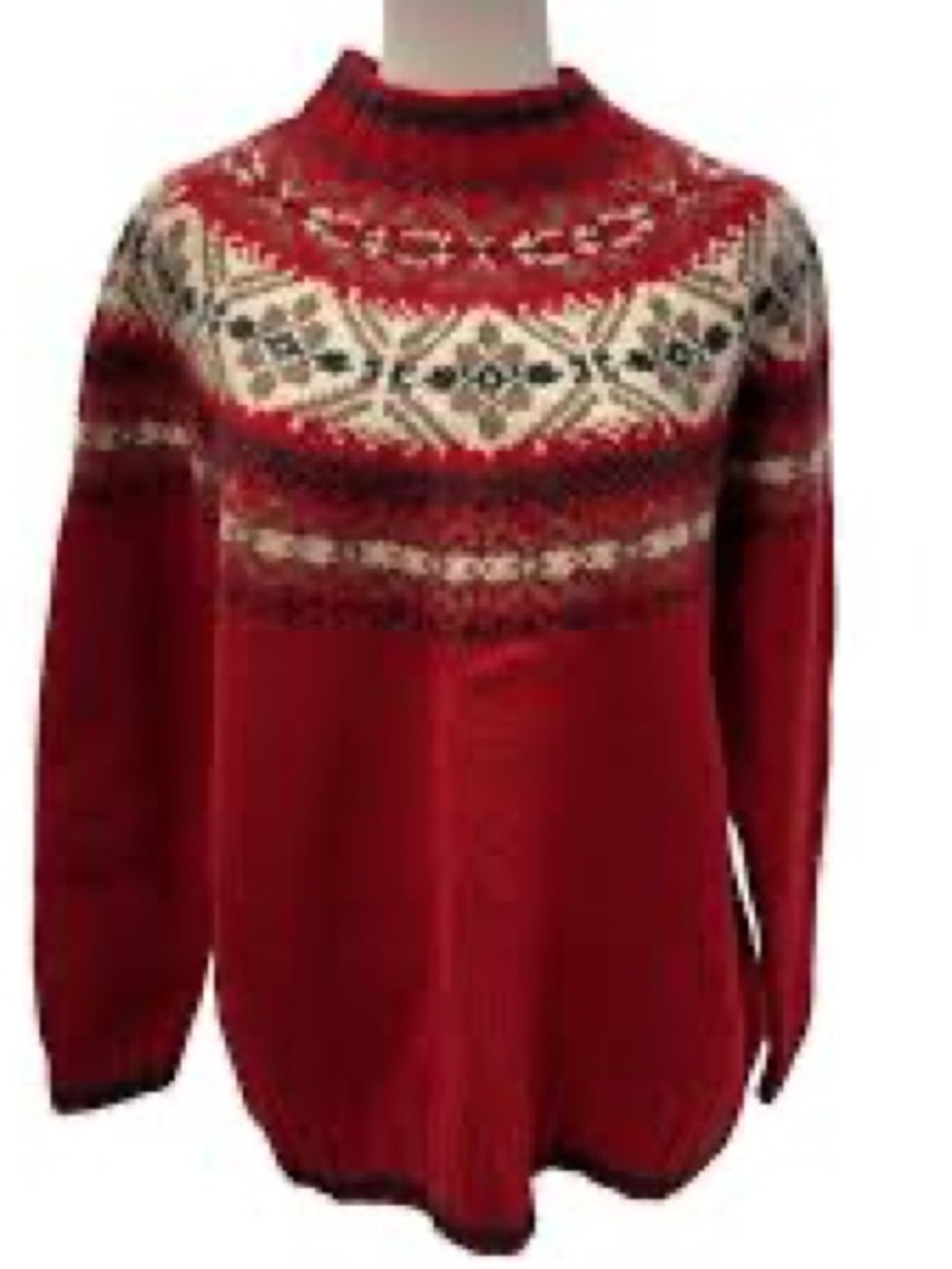 Vintage Eddie Bauer Red Fair Isle Crewneck Sweater